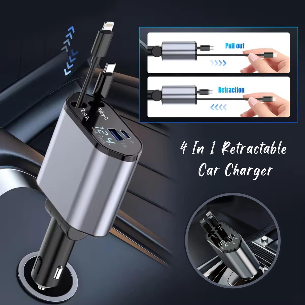 4 In 1 Retractable Car Charger