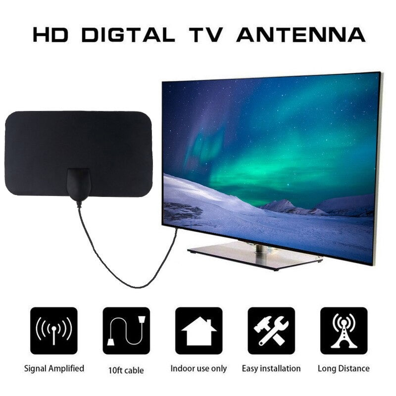 HD TV DTV Box Digital TV Antenna 50 Mile Booster HD/Indoor Antenna