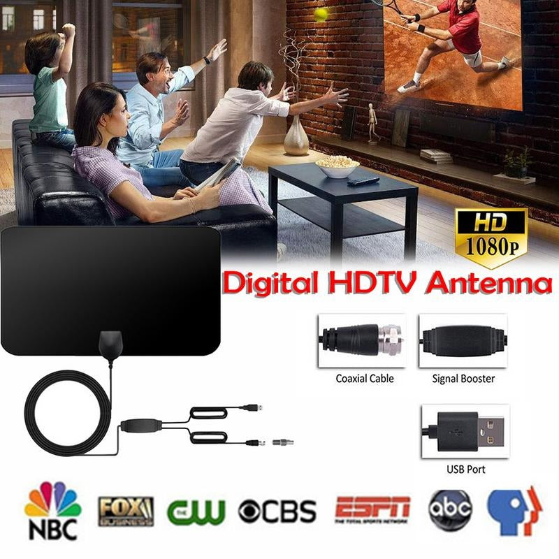 HD TV DTV Box Digital TV Antenna 50 Mile Booster HD/Indoor Antenna